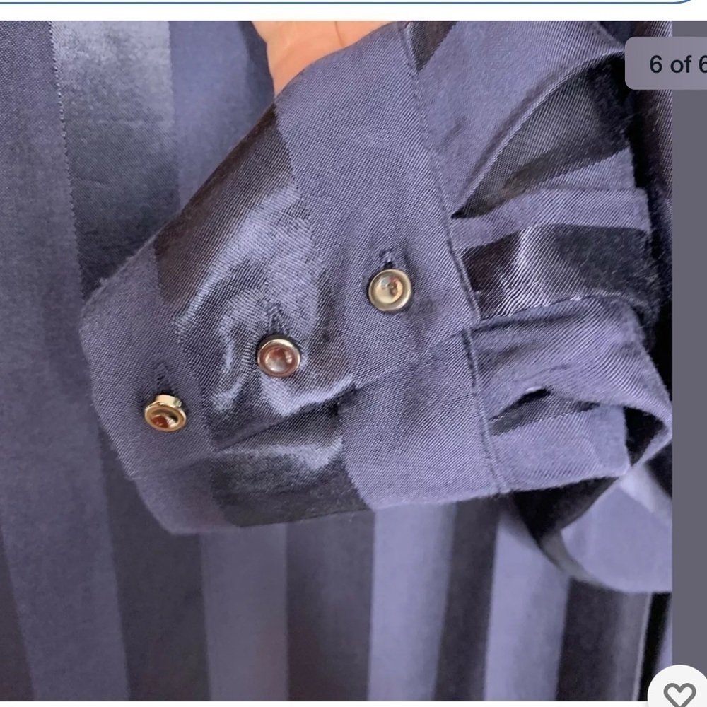 Cremieux Womens Blouse Size Large Navy Blue - Picture 5 of 6